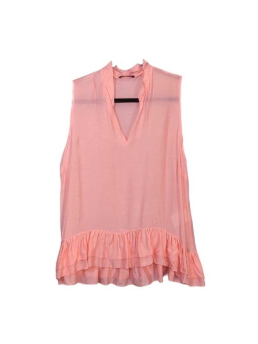💠Cristinaeffe Milano Dinan Silk Blend A-line Blouse Sheer Pink Ruffle Top Large